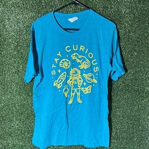 Teal Graphic Tee with Yellow Space Design